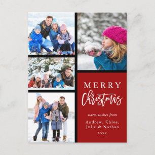 Cartes Pour Fêtes Annuelles Red 4 Photo Collage moderne Joyeux Noël