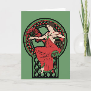 Cartes Pour Fêtes Annuelles Red and Green art nouveau