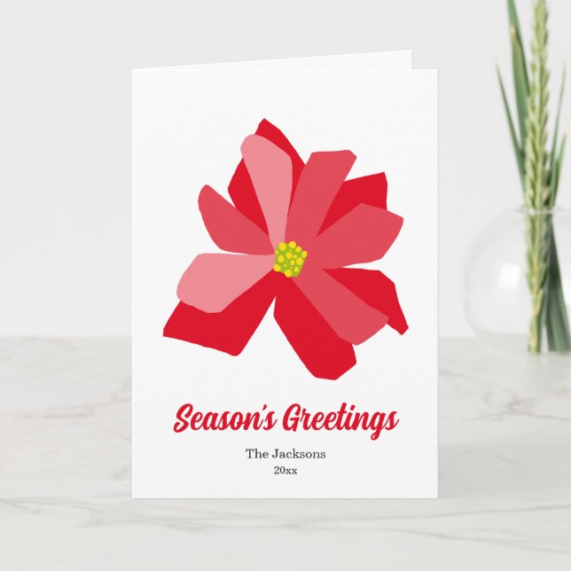 Cartes Pour Fêtes Annuelles Red and Green Poinsettia Illustration (Devant)