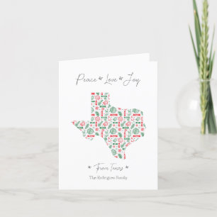 Cartes Pour Fêtes Annuelles Red and Green Texas Line Art Patterned Holiday