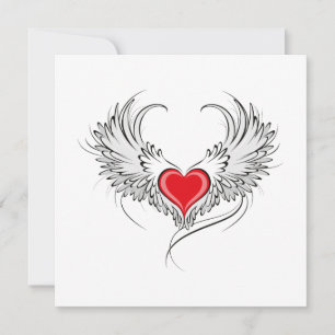 Cartes Pour Fêtes Annuelles Red Angel Coeur avec ailes