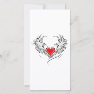 Cartes Pour Fêtes Annuelles Red Angel Coeur avec ailes