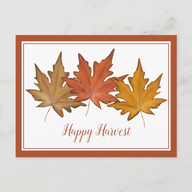 Cartes Pour Fêtes Annuelles Red Automne Feuille d'érable Élégante récolte de l (Devant)