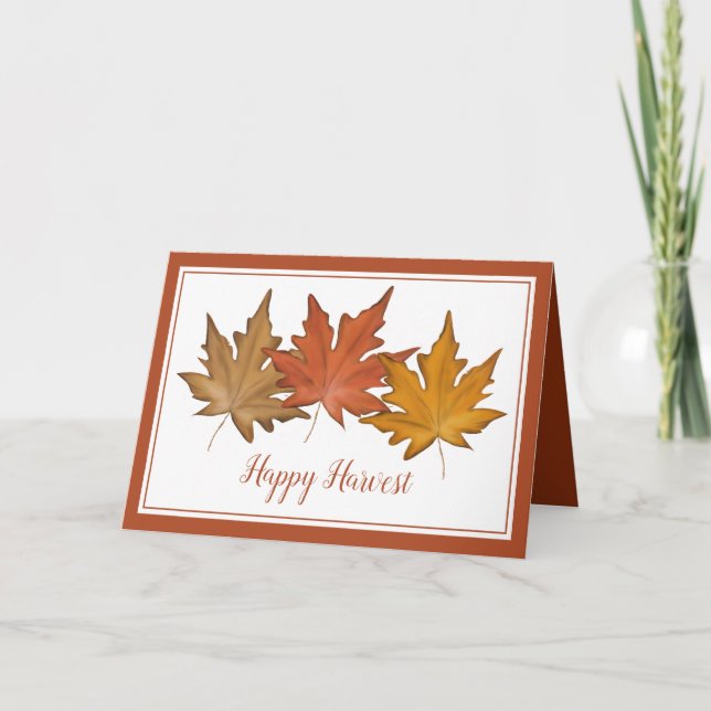Cartes Pour Fêtes Annuelles Red Automne Feuille d'érable Élégante récolte rust (Devant)