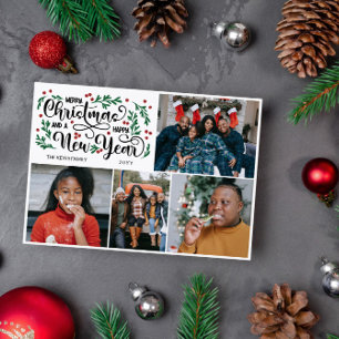 Cartes Pour Fêtes Annuelles Red Berries 4 Photo Joyeux Noël Bonne année