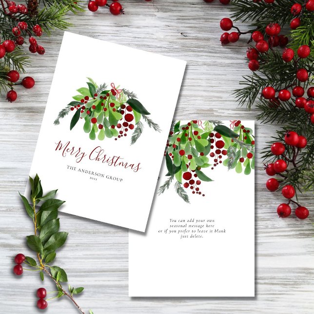Cartes Pour Fêtes Annuelles Red Berries Green Business Noël (Créateur téléchargé)