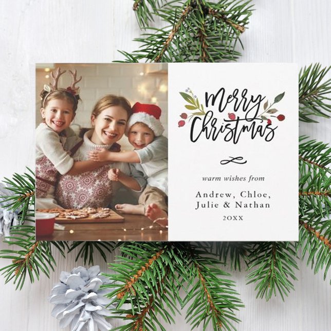 Cartes Pour Fêtes Annuelles Red Berries Joyeux Noël Photo (Créateur téléchargé)