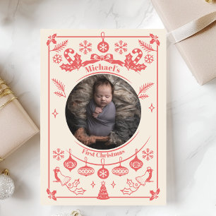 Cartes Pour Fêtes Annuelles Red Berry Baby Boy Premier Noël