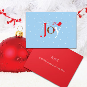 Cartes Pour Fêtes Annuelles Red Bird Joy Snow
