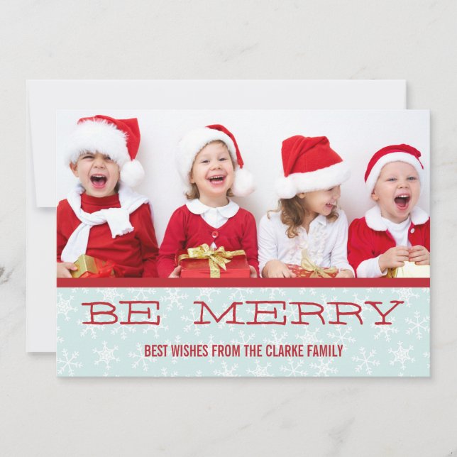 CARTES POUR FÊTES ANNUELLES RED BLUE BE MERRY HOLIDAY PHOTO CARD (Devant)