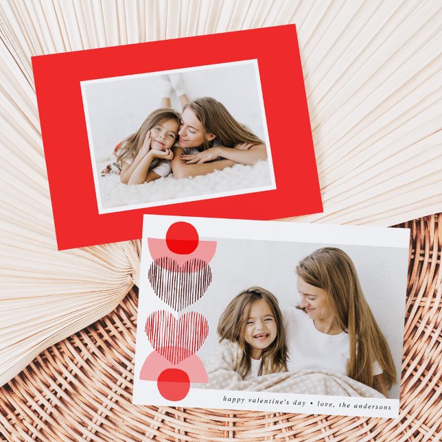 Cartes Pour Fêtes Annuelles Red Boho Hearts Photo Saint Valentin (Créateur téléchargé)