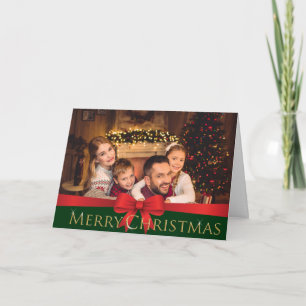 Cartes Pour Fêtes Annuelles Red Bow Golden Joyeux Noël Photo