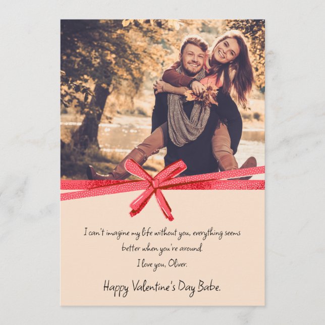 Cartes Pour Fêtes Annuelles Red Bow Ribbon Valentine's Day Photo (Devant)