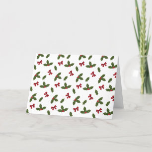 Cartes Pour Fêtes Annuelles Red Bows Et Noël Holly Plante Motif & Texte