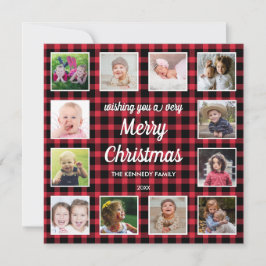 Cartes Pour Fêtes Annuelles Red Buffalo Plaid 12 Photo Collage Noël