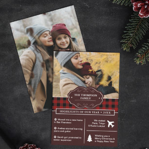 Cartes Pour Fêtes Annuelles Red Buffalo Plaid Année d'examen de Noël Photo