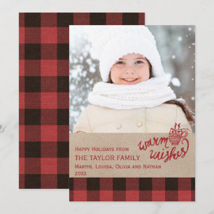Cartes Pour Fêtes Annuelles Red Buffalo Plaid Christmas Photo
