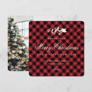 Cartes Pour Fêtes Annuelles Red Buffalo Plaid Neige Photo traditionnelle