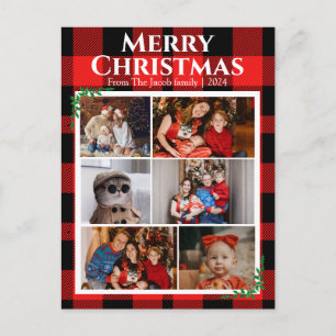 Cartes Pour Fêtes Annuelles Red Buffalo Plaid Noël vacances Photo moderne