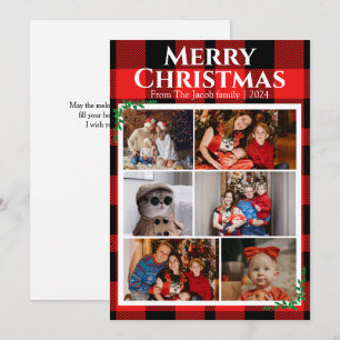Cartes Pour Fêtes Annuelles Red Buffalo Plaid Noël vacances Photo moderne