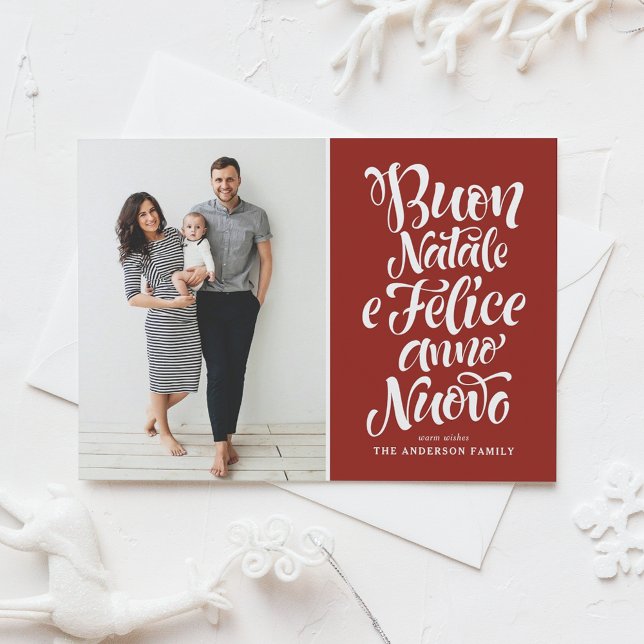 Cartes Pour Fêtes Annuelles Red Buon Natale Calligraphie (Créateur téléchargé)