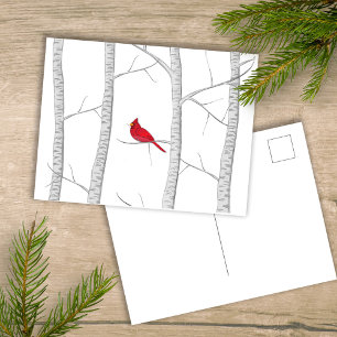 Cartes Pour Fêtes Annuelles Red Cardinal Woodland Winter Tree Rustic Country