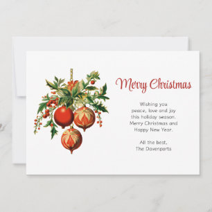 Cartes Pour Fêtes Annuelles Red Christmas Baubles avec Holly Festive