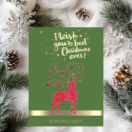 Cartes Pour Fêtes Annuelles Red Christmas Deer, Retro Balls Holiday