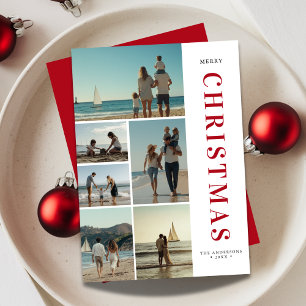 Cartes Pour Fêtes Annuelles Red Christmas Family Beach Photo Nautique Voilier