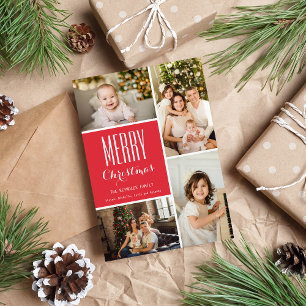 Cartes Pour Fêtes Annuelles Red Christmas Four Photo Collage