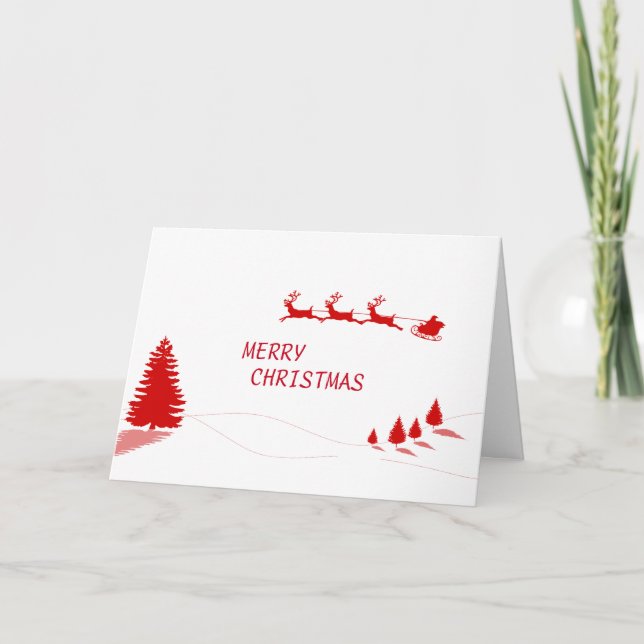 Cartes Pour Fêtes Annuelles Red Christmas Tree équitation Reindeer Épouse Noël (Devant)