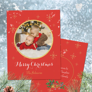 Cartes Pour Fêtes Annuelles Red Classic Joyeux Noël Parties scintillant d'or