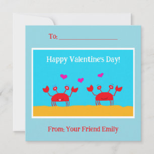 Cartes Pour Fêtes Annuelles Red Crabs Coeurs Amitié Enfants Saint-Valentin