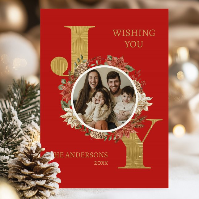 Cartes Pour Fêtes Annuelles Red Elegant Photo Plié Noël (Créateur téléchargé)