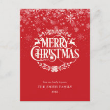 Red Elegant Simple Joyeux Noël Snowflakes