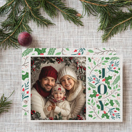 Cartes Pour Fêtes Annuelles Red et Green Holly Joie Noël