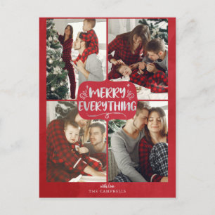 Cartes Pour Fêtes Annuelles Red et Silver Stars Joyeux Tout Multi Photo
