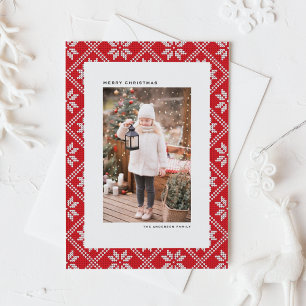 Cartes Pour Fêtes Annuelles Red Fair Isle Knit Motif Photo Noël