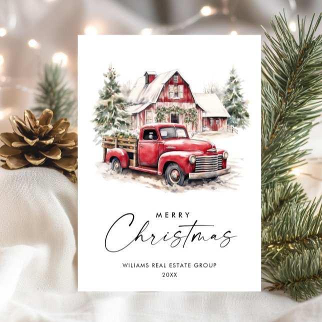 Cartes Pour Fêtes Annuelles Red Farm Truck Noël Accueil d'entreprise (Créateur téléchargé)