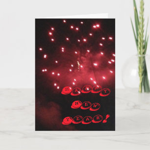 Cartes Pour Fêtes Annuelles Red Fireworks Happy New Year Greeting Cards