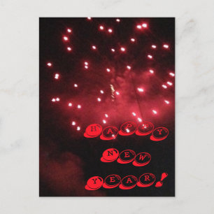 Cartes Pour Fêtes Annuelles Red Fireworks Joyeux Nouvel An PostCartes