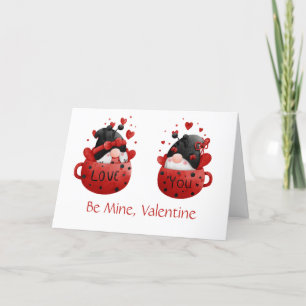 Cartes Pour Fêtes Annuelles Red Gnomes mignon Whimsical Adorable Saint Valenti