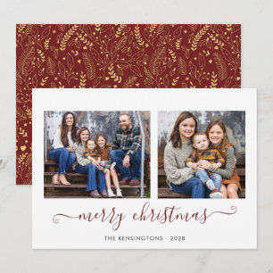 Cartes Pour Fêtes Annuelles Red Gold Simple Script Joyeux Noël Photo Vacances