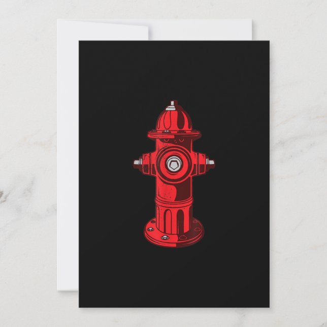 Cartes Pour Fêtes Annuelles Red Graphic Fire Hydrant Pompier Cadeaux de travai (Devant)
