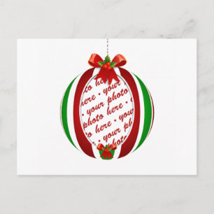Cartes Pour Fêtes Annuelles Red & Green Christmas Ornament Photo Frame