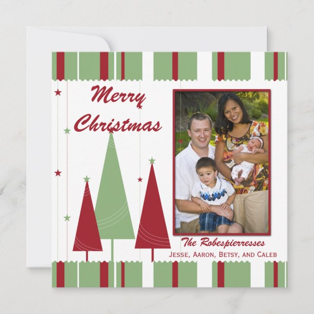 Cartes Pour Fêtes Annuelles Red Green Christmas Trees Photo Holiday Greeting (Devant)
