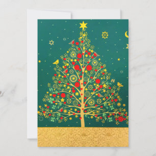 Cartes Pour Fêtes Annuelles Red Green Gold Parties scintillant Chrismas Winter