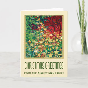 Cartes Pour Fêtes Annuelles Red Green Gold Stars Christian NOËL REMERCIE