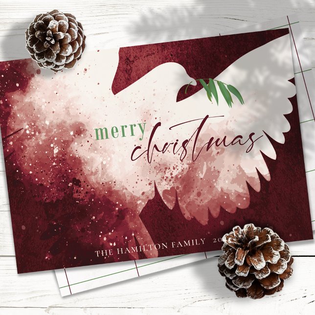 Cartes Pour Fêtes Annuelles Red Green Joyeux Noël Peace Dove (Créateur téléchargé)