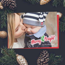 Cartes Pour Fêtes Annuelles Red Green Merry & Bright Photo Card Christmas